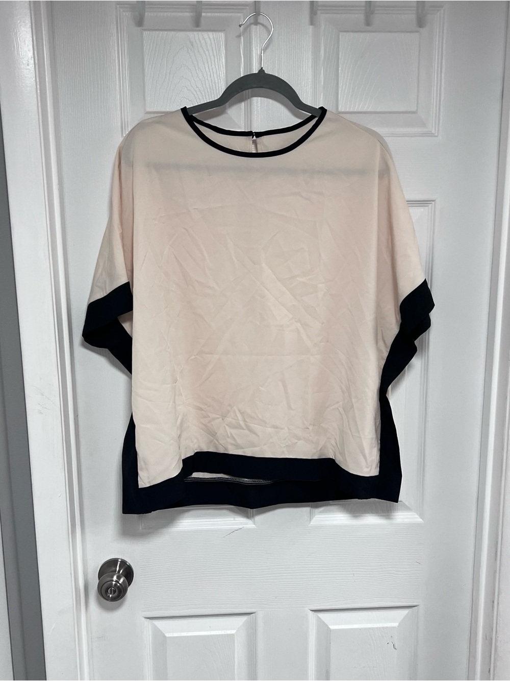 Women's Cream and Black Contrast Boxy Top Size S
